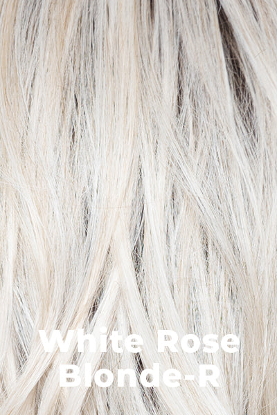 Rene of Paris - Shaded Synthetic Colors - White Rose Blond-R. White blond base with subtle warm brown highlights. The medium-brown root creates a vibrant appearance.
