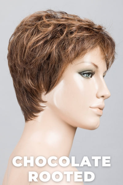 Ellen Wille Wigs - Yoko - Chocolate Rooted. Medium to Dark Brown Base with Light Reddish Brown Highlights and Dark Roots