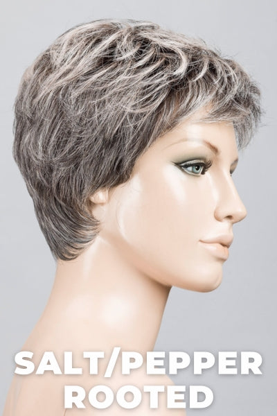 Ellen Wille Wigs - Yoko - Salt/Pepper Rooted. Light Natural Brown with 75% Gray, Medium Brown with 70% Gray and Pure White Blend.