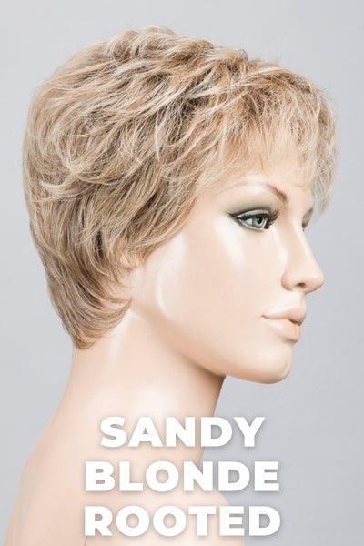 Ellen Wille Wigs - Yoko - Sandy Blonde Rooted. Medium Honey Blonde, Light Ash Blonde, and Lightest Reddish Brown Blend with Dark Roots.